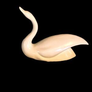 Vintage Handmade Studio Pottery Cream Swan Dated 1995 And Initials Carved